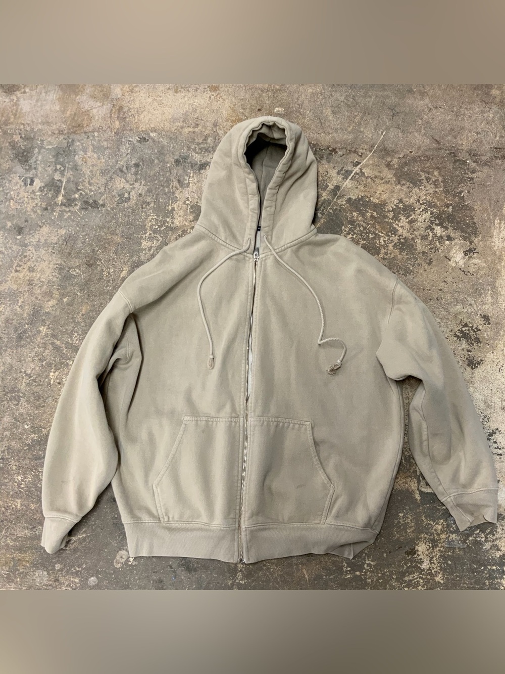 Brandy Melville Full-Zip Hooded Jacket Tan Neutral Jacket Coat